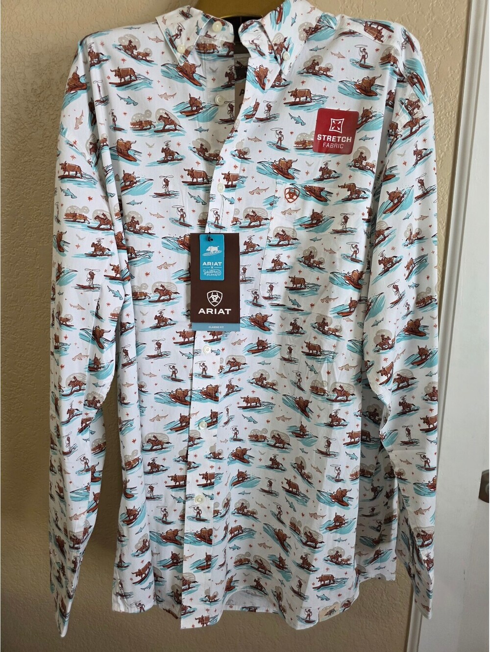Ariat Men's Western Aloha Classic Fit Stretch Fabric Long Sleeve Shirt XL